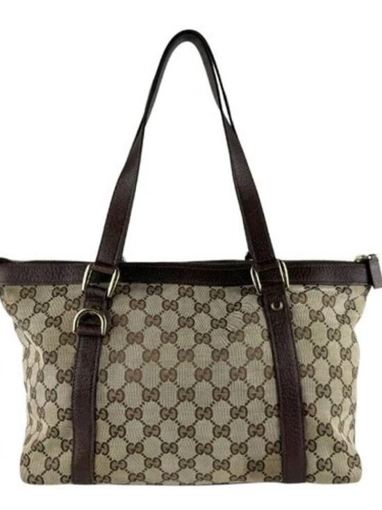 Authentic Vintage Gucci Vintage GG Canvas Tote Bag | Brown  Auth GUCCI Handbag Tote Bag Brown GG Canvas/Leather/Goldtone - z9670